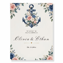 Nautisches florales Anker-Aquarell-Hochzeit 