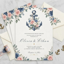Nautisches florales Anker-Watercolor-Hochzeit