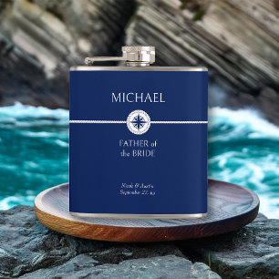 Nautisches Hochzeitsgeschenk Blau und Weiße Hüfte Flachmann