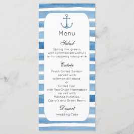 Nautisches Hochzeitsmenü Strandmenü Party Blue Menükarte