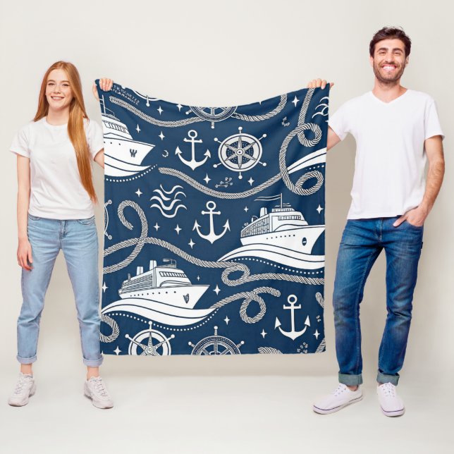 Nautisches Kreuzfahrt nahtloses Muster Fleecedecke (Beispiel)