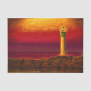 Nautisches Leuchtturm-Himmel-Sonnenuntergang am Se Seidenpapier