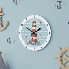 Nautisches Leuchtturm- & Seestern- ID1249 Große Wanduhr