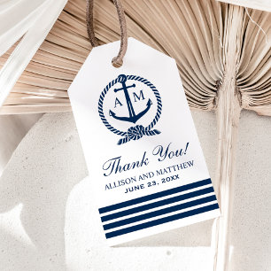 Nautisches Marine-Anker-Monogramm-Hochzeitsgeschen Geschenkanhänger