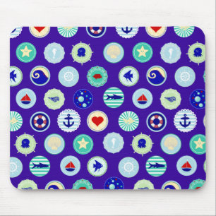 Nautisches Meerblau-Segler-Muster Mousepad