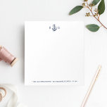 Nautisches Monografie-Editor mit Adresse Notizblock<br><div class="desc">Mit diesem mit Monogramm Notizblock können Sie Ihren Korrespondenz und den täglichen Notizzetteln einen nautischen Prepster hinzufügen. Das Design umfasst eine marineblau Anker- und Seilillustrierung und Ihre Initialen oder Ihre Auswahl oder Personalisierung. Fügen Sie Ihre Adresse oder weitere Details am unteren Rand in passender Seezettel hinzu.</div>