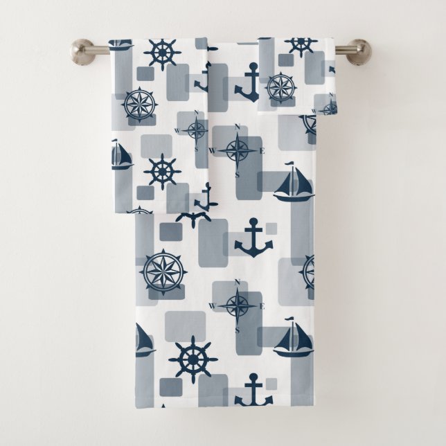 Nautisches Muster Badhandtuch Set (Insitu)