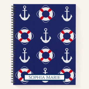 Nautisches Muster für Life Savers & Anchors Notizbuch