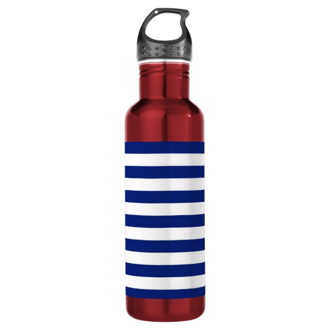 Nautisches Muster für Navy Stripes Edelstahlflasche (Vorderseite)