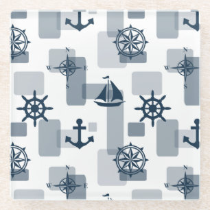 Nautisches Muster Glasuntersetzer