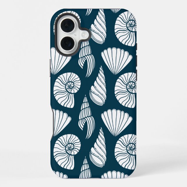 Nautisches Muster in Weiß und Marine iPhone Hülle (Rückseite)