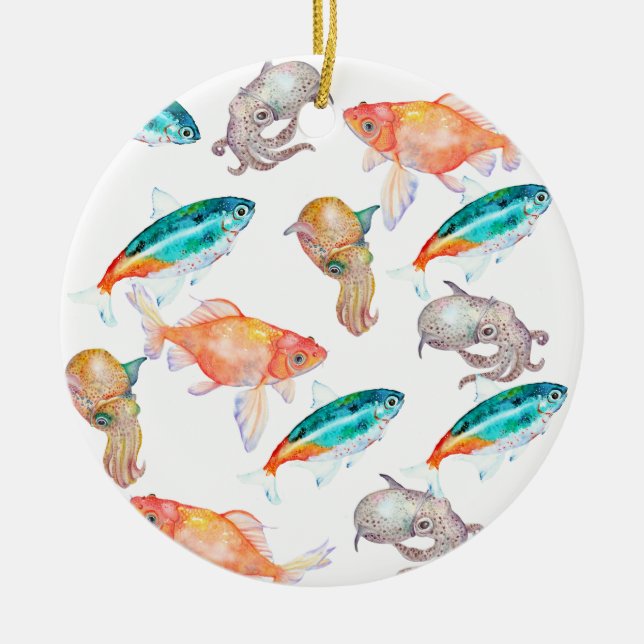 Nautisches Muster Keramik Ornament (Vorne)