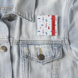Nautisches Muster, Meeresmuster, Ihr Name Button