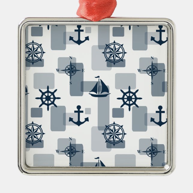 Nautisches Muster Ornament Aus Metall (Vorne)