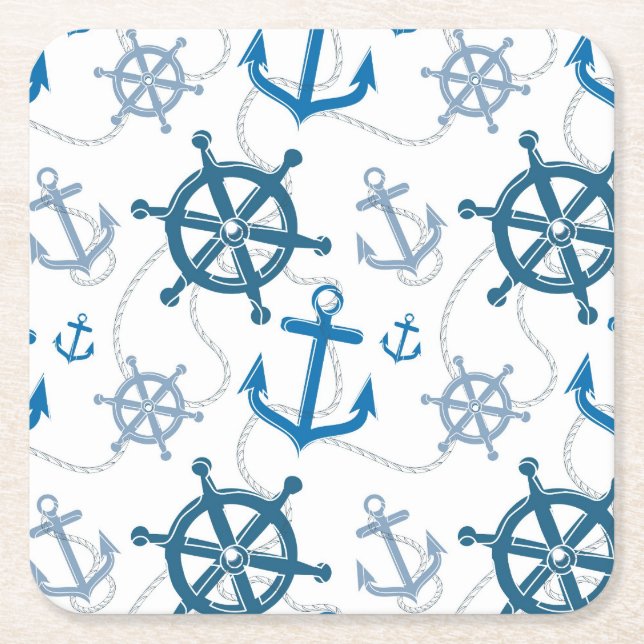 Nautisches Muster Rechteckiger Pappuntersetzer (Vorderseite)