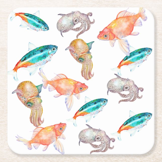 Nautisches Muster Rechteckiger Pappuntersetzer (Vorderseite)