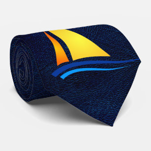 Nautisches Navy-Leder-Muster mit Segelboot-Krawatt Krawatte