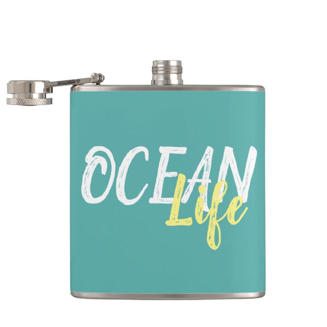 nautisches OCEAN LIFE-Schriftzug | Flachmann (Geöffnet)