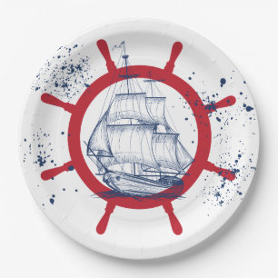 Nautisches Party Sailboat Pappteller