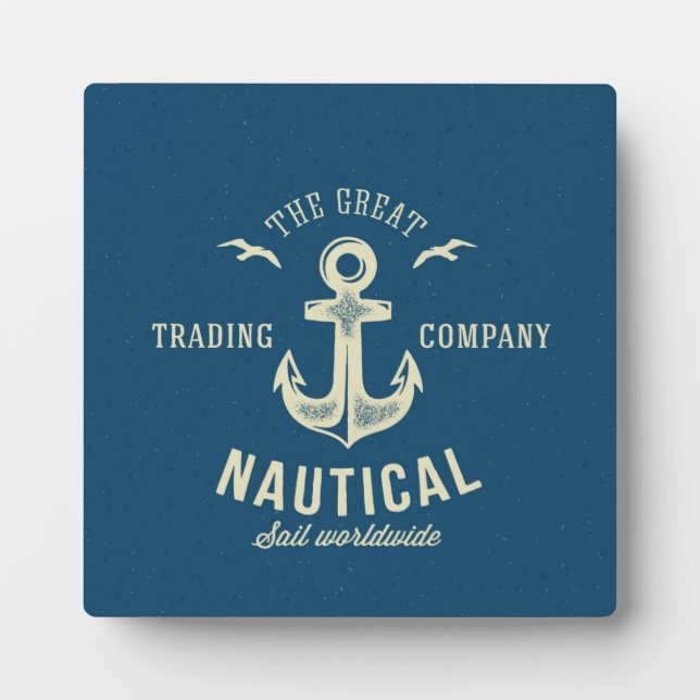 Nautisches Retro-Logo Fotoplatte (Vorderseite)