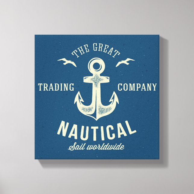 Nautisches Retro-Logo Leinwanddruck (Vorderseite)