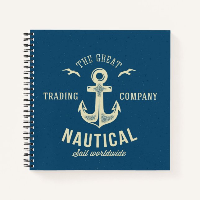 Nautisches Retro-Logo Notizbuch (Vorderseite)