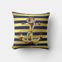 Nautisches rostiges Gold Anker/Marineblaue Streife