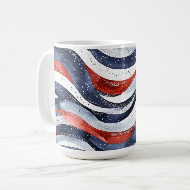 Nautisches Rot Weiß Blau   Kaffeetasse (Vorderseite Links)
