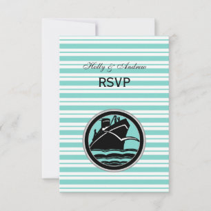 Nautisches Schiff Lt Blau Weiße Streifen #2 V RSVP Karte
