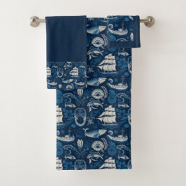 Nautisches Schiffsmodell Nr. 4 Badhandtuch Set