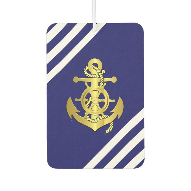 Nautisches Schiffsrad/Ankermarinebahrt/Gold Autolufterfrischer (Vorderseite)