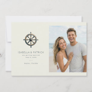 Nautisches Schiffsruder in Blau Save The Date