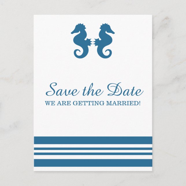 Nautisches Seepferd Save the Date Postkarte (Vorderseite)