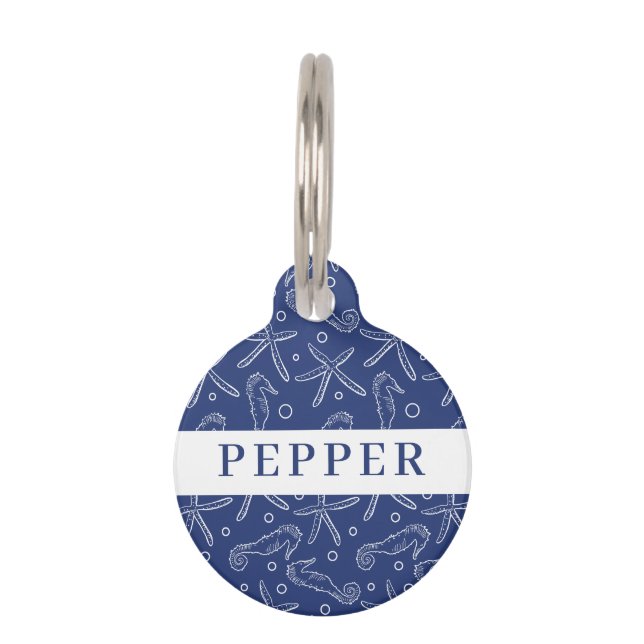 Nautisches Seepferd und Starfish Haustiermarke (Vorderseite)