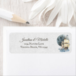 Nautisches Segelschiff und Vollmondadresse