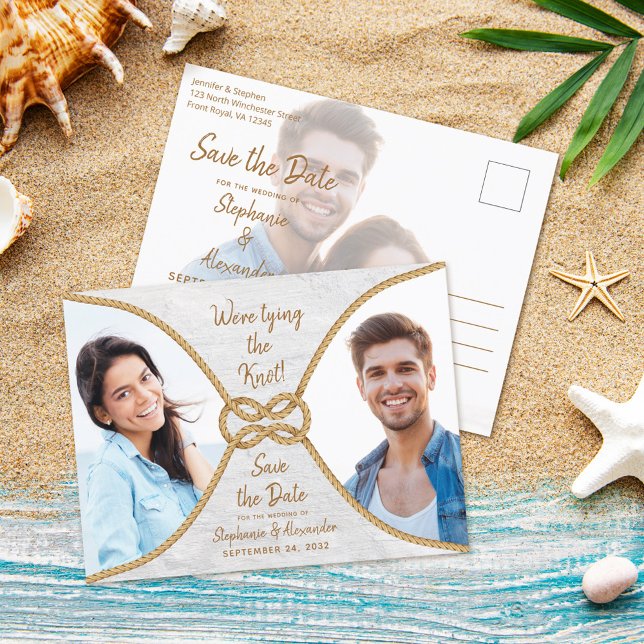 Nautisches Seil, das die Knot-Hochzeit bindet, ret Ankündigungspostkarte (Von Creator hochgeladen)