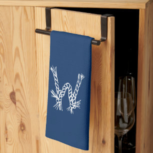 Nautisches Seil knöpft blau weiß, kundenspezifis Geschirrtuch