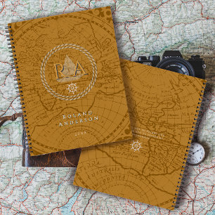 Nautisches Seil Monogramm Karte Braun Notizbuch