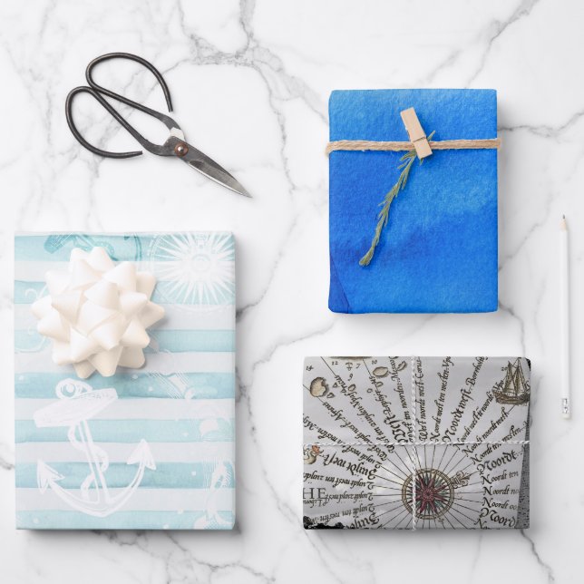 Nautisches Set von Werkzeugen Geschenkpapier Set (Vorderseite)