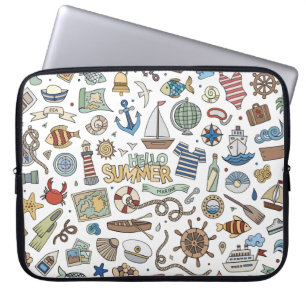 Nautisches Sommer-Strand-Thema Laptopschutzhülle