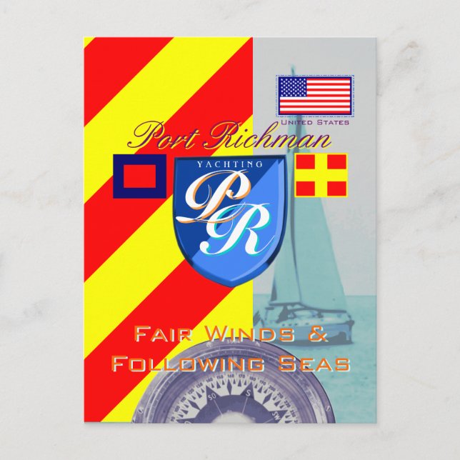 Nautisches Sprichwort Fair Wind und folgende Meere Postkarte (Vorderseite)