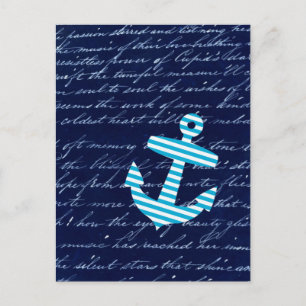 Nautisches Streifen-Anker-Handschrift-Design Postkarte