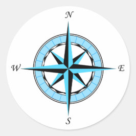 Nautisches Symbol für Blue Compass-Rose Runder Aufkleber