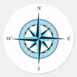 Nautisches Symbol für Blue Compass-Rose Runder Aufkleber