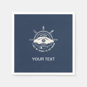 Nautisches Thema Navy Blau Ihr Text Serviette