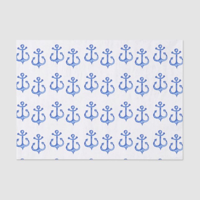 Nautisches Thema | Navy Blue Anchors Tissue Paper Seidenpapier (Vorderseite)