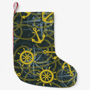 Nautisches Vintages Muster, Anker und Karte. Kleiner Weihnachtsstrumpf