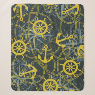 Nautisches Vintages Muster, Anker und Karte. Sherpadecke