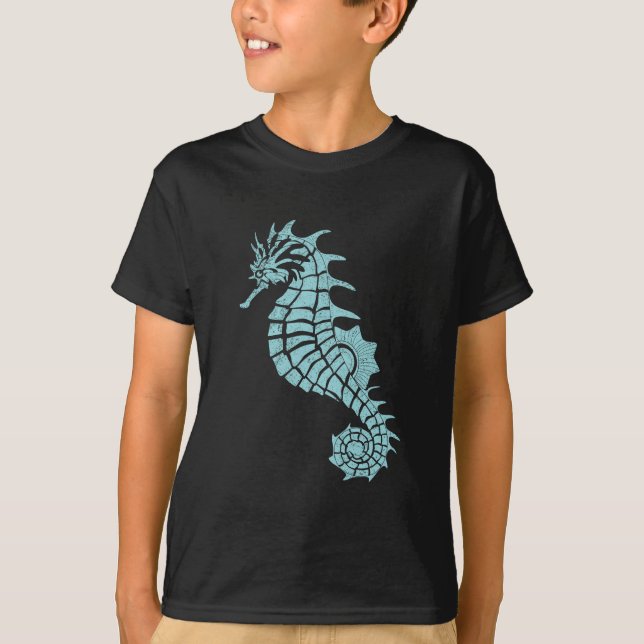 Nautisches Vintages Seepferd T-Shirt (Vorderseite)