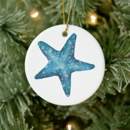 Nautisches Wasserfarben Blau Seestern Keramik Ornament